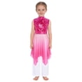 thumbnail image 4 of YiZYiF Girls Sequin Liturgical Worship Praise Dance Dress Tunic with Palazzo Pants Lyrical Dancewear Hot Pink 14, 4 of 7