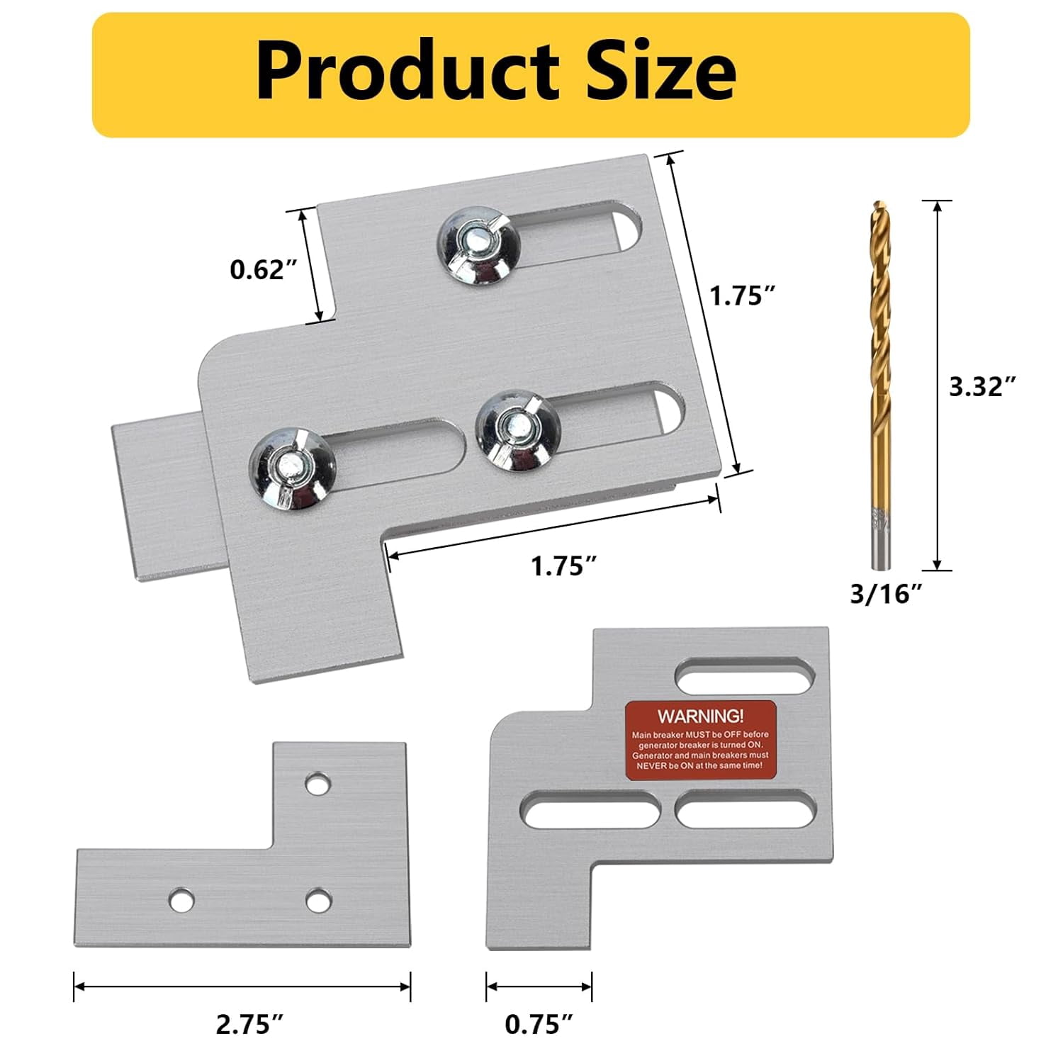 Generator Interlock Kit Compatibles with Square D QO & Homeline Indoor or Outdoor 100 or 125 amp Panels,3/4 Inch Spacing Between Main and Branch Breaker