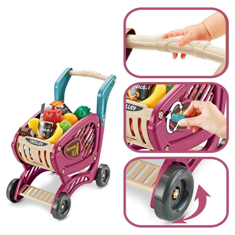 Shopping Cart for Kids 42 pcs Mundo Toys Grocery Cart for Kids