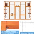 thumbnail image 5 of Demi Bonn 104" Wooden Cat House Outdoor Catio Kitty Enclosure with Super Large Enter Door, Cat Cage Condo Playpen with 6 Jumping Platforms, 2 Cat Condos, Orange, 5 of 13