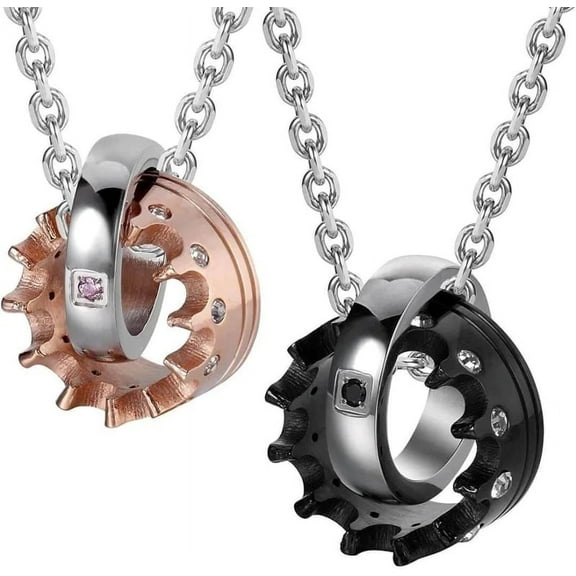 "His Queen, Her King" Couple Necklace - Anniversary Gift, Unique Silver Pendant for Men and Women