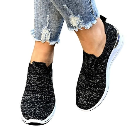 Mepaouo Slip on Sneakers for Women Memory Foam Casual Loafers Breathable Comfy Walking Shoes