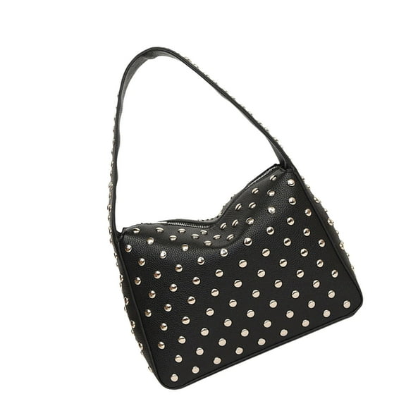 COOLHOOD Studded PU Leather Underarm Purse Shoulder Bag Retro Punk Styles 90s Small Zippered Handbag for Women Fashion Streetwear