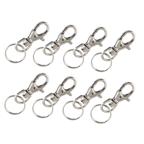 Silver Tone Metal Trigger Lobster Clasp Key Chain Keyring 8 Pcs