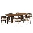 thumbnail image 3 of Christopher Knight Home 7-Piece Dining Set with 95" Wood Table, Open-Back Upholstered Armchairs, Walnut+Beige, 3 of 13