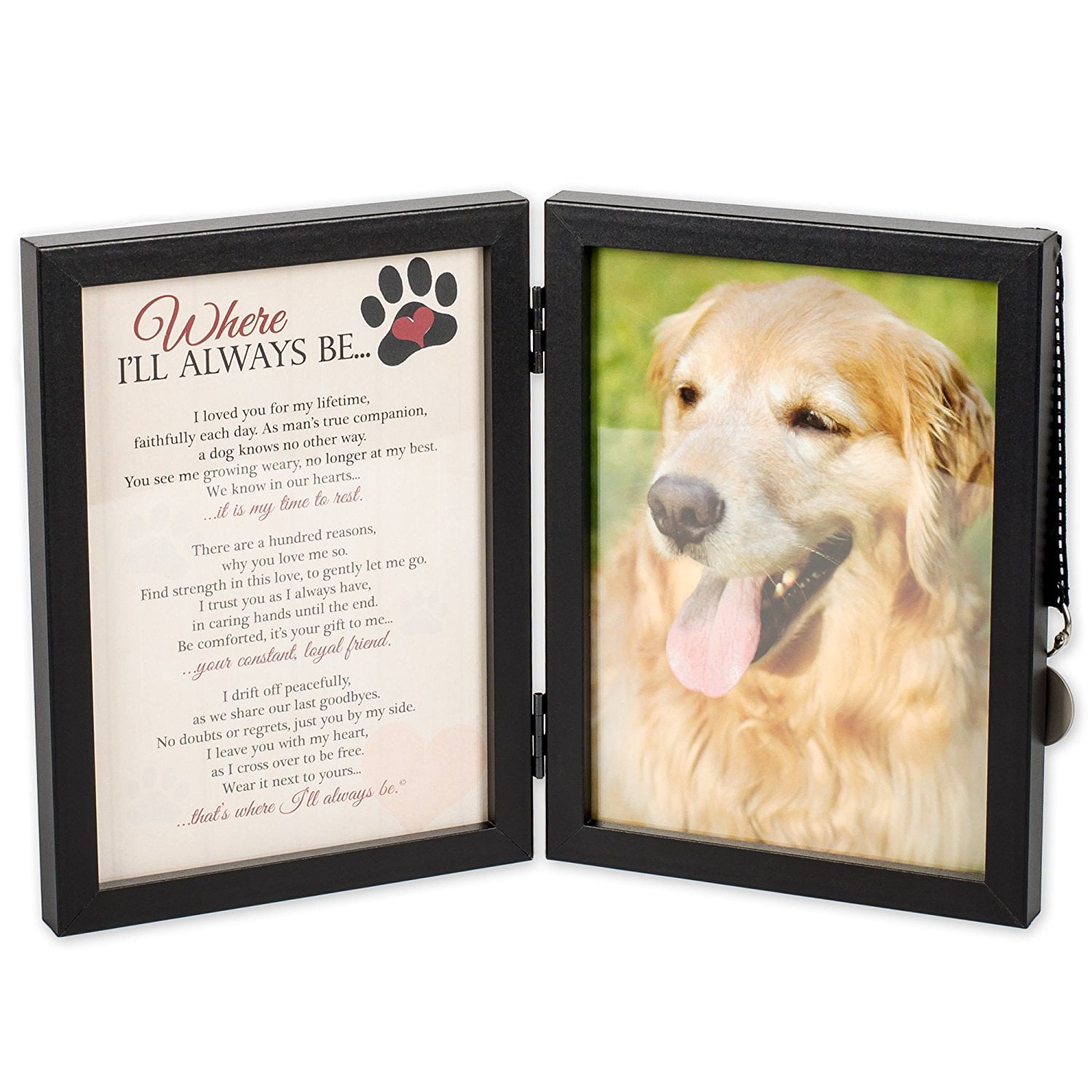 Where I ll Always Be Dog Memorial 5x7 Picture Frame With Pet Tag where-i-ll-always-be-dog-memorial-5x7-picture-frame-with-pet-tag