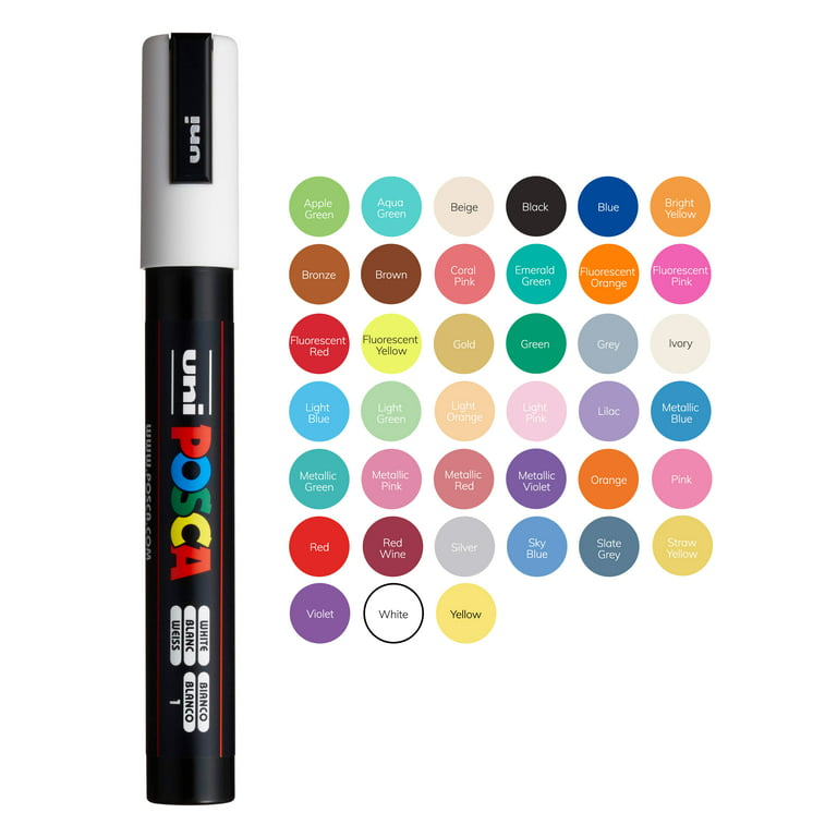 posca 153544849 0.1-10 mm Tip Waterbased Paint Marker - Assorted Colours  (Pack of 10)