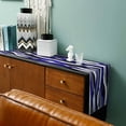 thumbnail image 3 of Blue Black Grey Moire Short Table Runners 36 Inches, Cotton Linen Fabric Table Runner Dresser Scarf, Abstract Modern Geometric Lines Tablerunner for Party/Kitchen/Dinner/Wedding Decor 13''x36'', 3 of 9