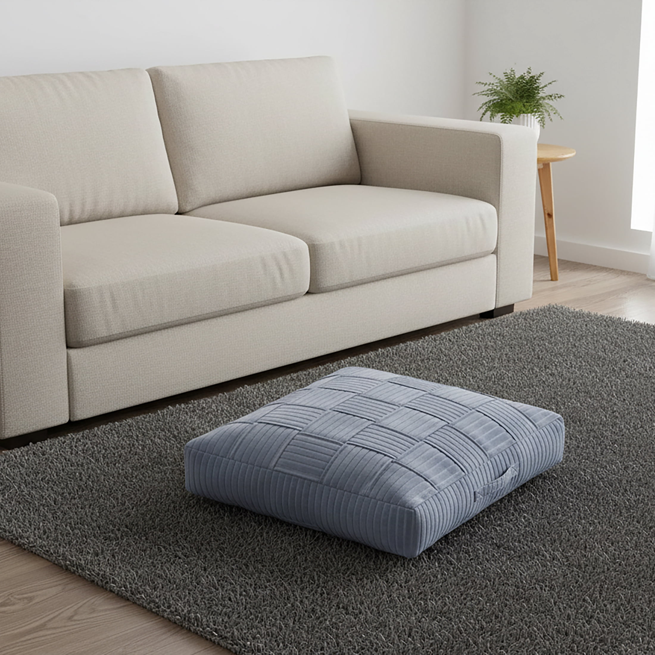Better Homes & Gardens Velvet Woven Floor Cushion Cover, Blue Silver
