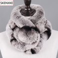 thumbnail image 2 of Bufanda de anillo de piel de conejo Rex Natural para mujer, silenciadores de piel de conejo Rex Real, bufandas de piel de conejo Rex genuino para mujer rusa, invierno, nuevo Fivean unisex, 2 of 2