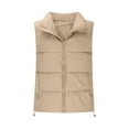 thumbnail image 5 of Juebong Puffer Vest for Women Outerwear Vests Puffy Oversized Sleeveless Quilted Vest Tops Down Jackets Coat with Pockets Khaki,S, 5 of 8