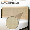 thumbnail image 3 of Bed Frame with Natural Rattan Headboard, Full/Queen Size Platform Bed Frame with Strong Metal Slats Support, Boho Cane/Mattress Foundation/No Box Spring Needed, 3 of 8