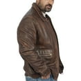 thumbnail image 6 of Boston Harbour Callister Vintage Bomber Mens Leather Motorcycle Jacket - Dark Brown Casual Winter Leather Jacket for Men, 6 of 7