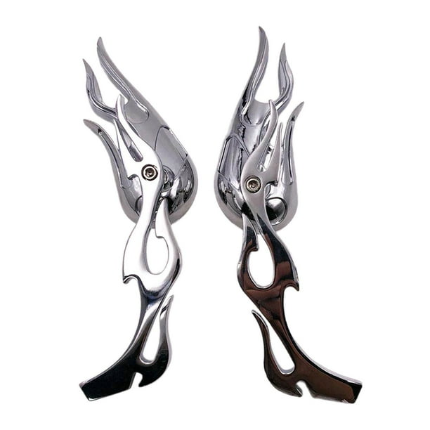 Espejos retrovisores genéricos para cicleta, espejos laterales universales, piezas de visión amplia, accesorios de cicleta con patrón de llama
