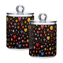 Yayeee 2 Pack Qtip Holder Bathroom Cotton Swab Canister with Lid Clear Dispenser Set, Moon Pattern