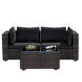 thumbnail image 2 of Grezone 3 Pieces Patio Furniture Set, All Weather Outdoor Sectional PE Rattan, Patio Conversation Sets with Cushions and Glass Coffee Table for Garden Lawn Balcony Porch Deck, Black, 2 of 6