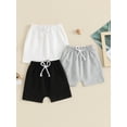 thumbnail image 2 of Nygoyerh Toddler Baby Boys 3-Pack Shorts Solid Color Elastic Waist Jogger Shorts Infant Boys Casual Drawstring Active Short Pants for Daily Sports Vacation 0-3 Years, 2 of 8
