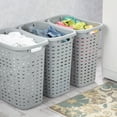 thumbnail image 4 of Sterilite Large Weave Laundry Hamper with Lid, Plastic Décor Pattern and 2 Carry Handles, Gray, 4 Pack, 4 of 8
