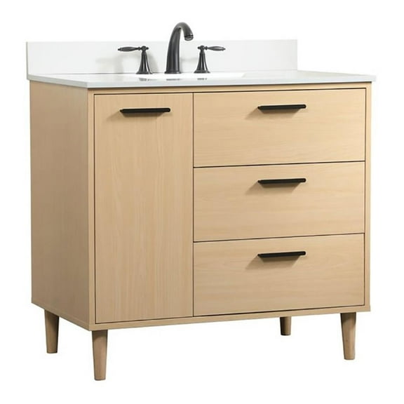 36 inch bathroom vanity in Maple with backsplash