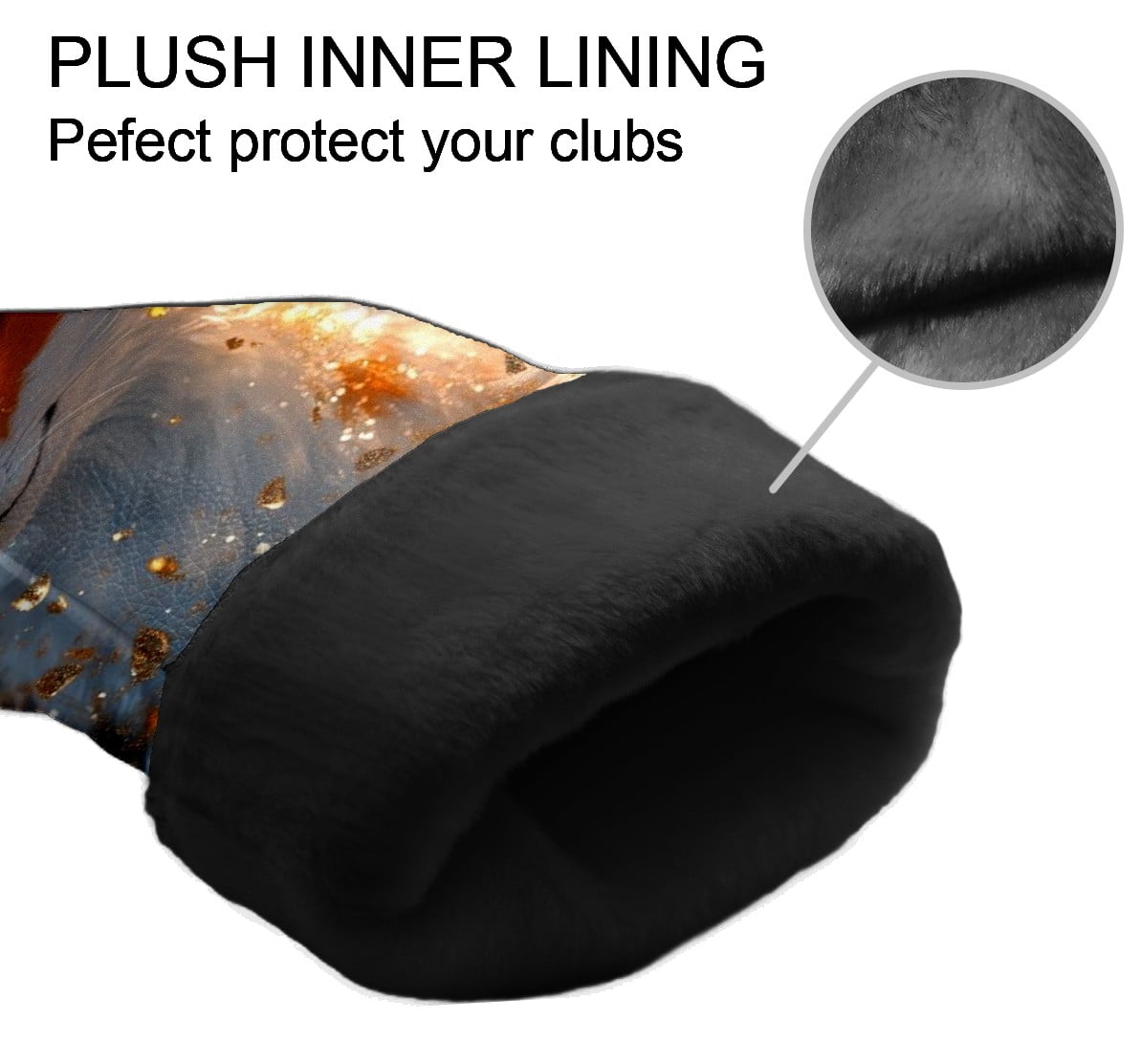 Golf Club Covers PU Leather Waterproof Head Covers for Fairway Woods Hybrids Glowing Fox Unisex Fits Most Brands