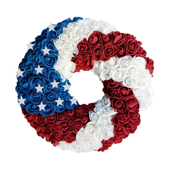 July 4Th Wreath Patriotic Wreath Handmade Boxwood Memorial Day Wreath Festival Front Door Wall Home
