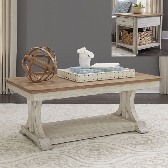 Farmhouse Reimagined White 3 Piece Set (1-Cocktail 2-End Tables)