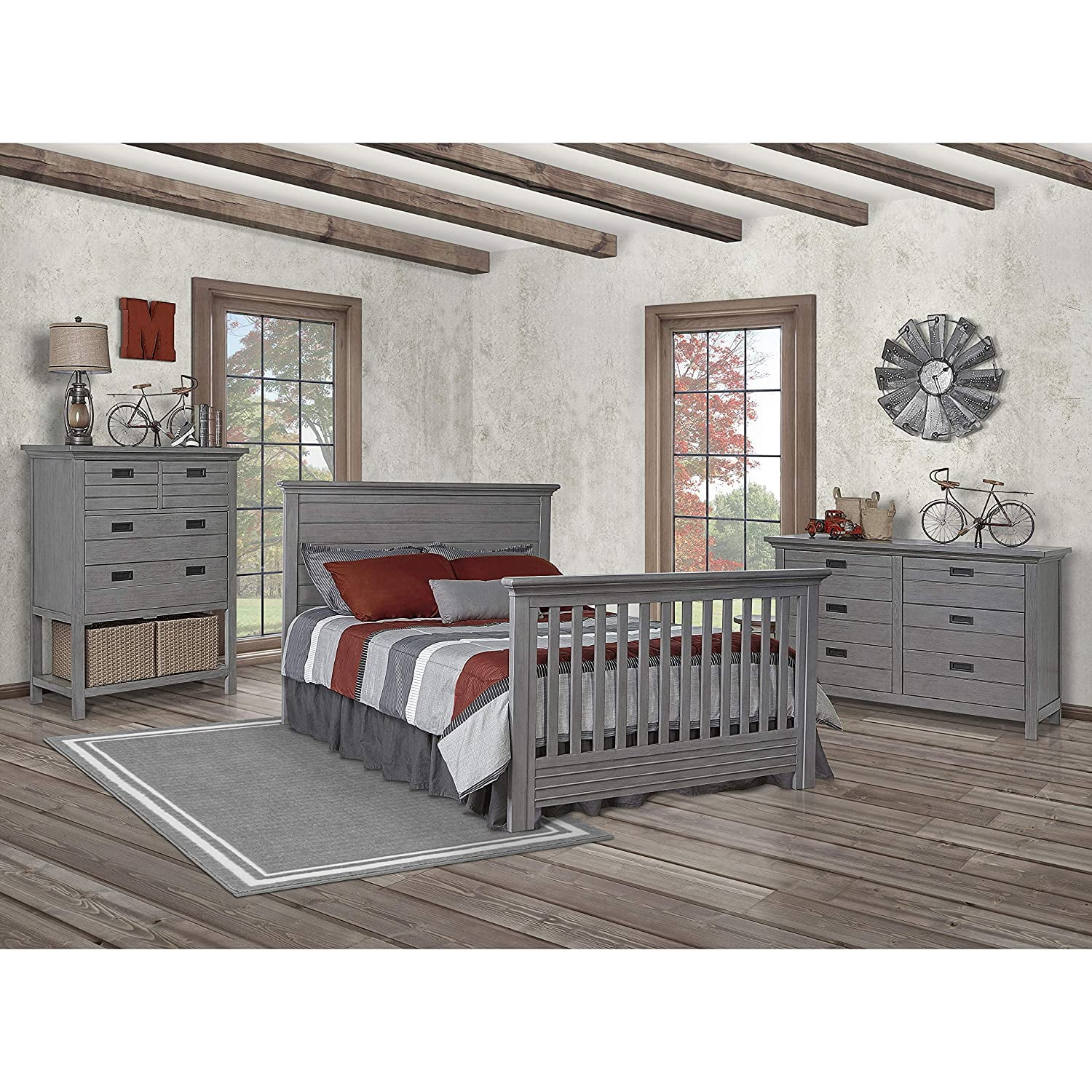 Evolur waverly tall chest with baskets rustic grey deals