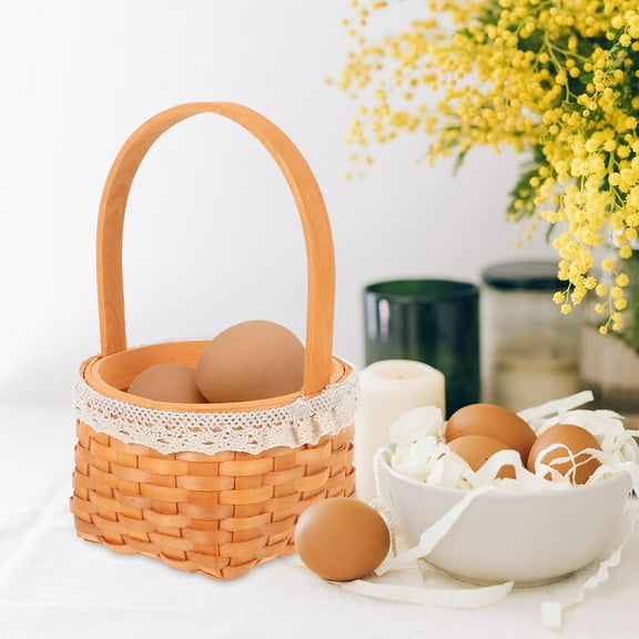 Worgeous Brown Wooden Flower Basket for Home Decor and Storage with Elegant .5 Inches