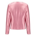 thumbnail image 5 of Lenpel Satin Blouses for Women Trendy Long Sleeve Crew Neck Ruched Curved Hem Dressy T Shirts Business Casual Tops(Pink,X-Large), 5 of 5