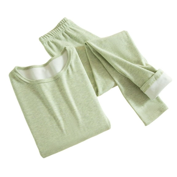Thermal Underwear Womens Set Thermal Tops and Winter Leggings Base Layer Ribbed Fleece Womens Pyjamas Thermal Clothing Green XL