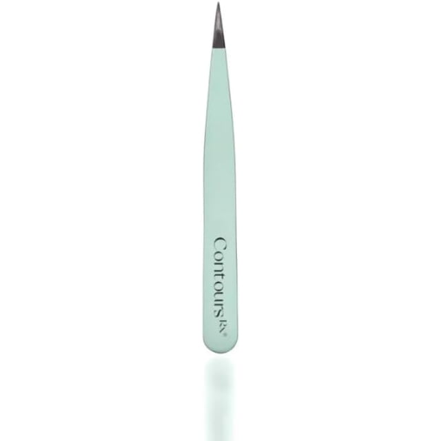 Contours Rx Precision Tweezers - Stainless Steel Needle Nose Tweezers for Eyebrows, Facial Hair & Lash Extensions - Precise Placement of Lids by Design Correcting Strips (3 inch)
