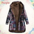 thumbnail image 2 of Scyoekwg Womens Winter Clothes Jackets Outwear Long Sleeve Winter Warm Hooded Casual Pattern Print Oversized Coats Purple XL, 2 of 7