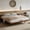 Brown, variant on HICOMILA Queen Size Solid Bamboo Floating Platform Bed Frame with Support Slats, No Box Spring Needed, Under-bed Storage, Warm Brown (for Bedroom/Guest Rooms/Dorms)