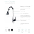 thumbnail image 3 of Builders Shoppe  Contemporary Single Handle 16" Pull-Down Kitchen Faucet Silver Stainless Steel Finish, 3 of 5