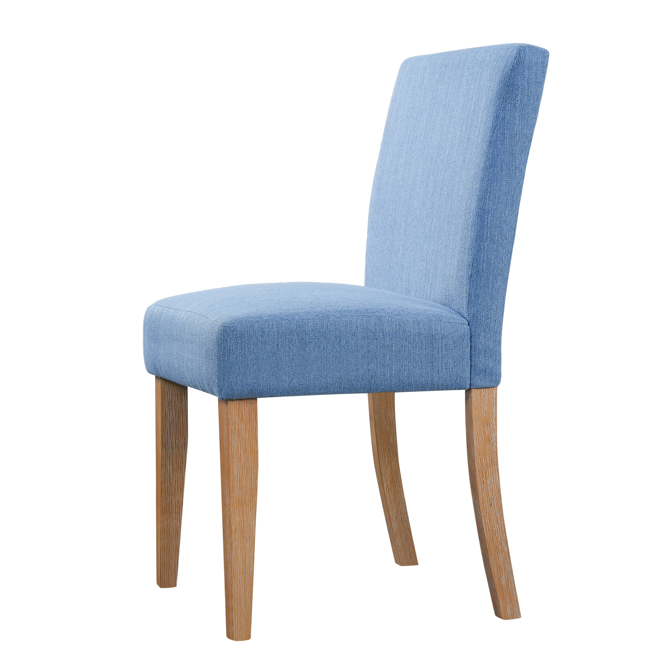 Christopher Knight Home Set of 4 Upholstered Dining Chairs with Solid Wood Legs, Natural + Slate Blue