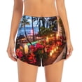 thumbnail image 2 of Gukieu Tropical Beach Candlelight Print Women's Sports Shorts with Drawstring Elastic Waistband for Running, Yoga, Fitness-Large, 2 of 7