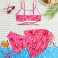 thumbnail image 5 of enyan Girls' 3 Piece Set Floral Print Bikini Swimsuit with Beach Skirt Cute Bathing Suit,Hot Pink,12-13 Years, 5 of 7