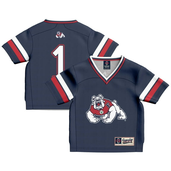 Toddler GameDay Greats #1 Navy Fresno State Bulldogs Lightweight Collegiate Football Fashion Jersey