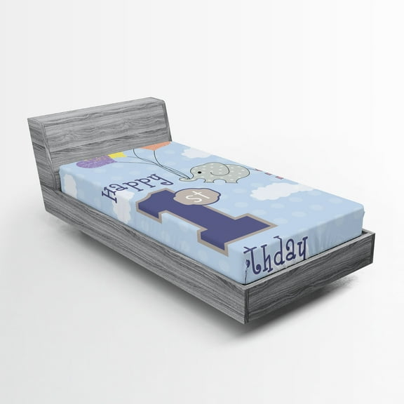 Ambesonne Party Fitted Sheet, in the Sky, Twin XL Size, Sky Blue and Grey