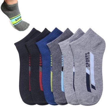 6 Pairs Gray Low Cut Athletic Socks For Men – Cotton Blend – Size 9-13