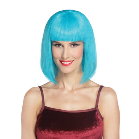 Halloween Unisex Straight Bob Costume Wig, Blue, by Way to Celebrate