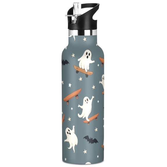 ALAZA Ghosts Skating Pattern Stainless Steel Water Bottle Vacuum Insulated Leak-Proof Tumbler with Straw Handle 20oz