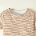 thumbnail image 6 of Kucnuzki 3T Toddler Boy Summer Outfits Shorts Sets 4T Short Sleeve Pinstripe Prints T-Shirt Tops Elastic WalkShorts Hat 2PCS Set Brown, 6 of 10