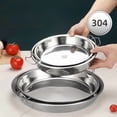 thumbnail image 1 of Dsseng304 Stainless Steel Dinner Plates Set  Large Flat Bottom Serving Dishes  Multi-Purpose Round Tray for Cake  Rice  Salad - Reusable  Durable Kitchenware, 1 of 7