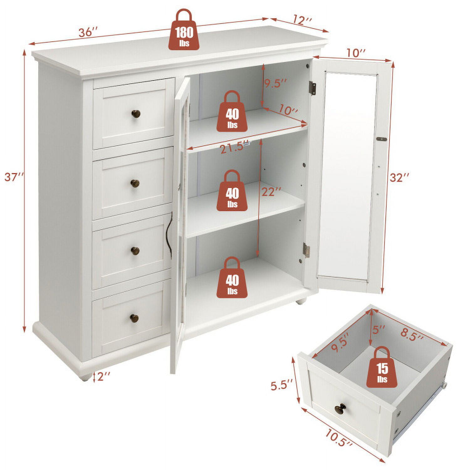 Finihen Kitchen Storage Cabinet, Buffet Sideboard, Buffet Sideboard Table Kitchen Storage Cabinet with Drawers and Doors, for Dining Room, Kitchen, Living Room, White Finihen Kitchen Storage Cabinet, Buffet Sideboard, Buffet Sideboard Table Kitchen Storage Cabinet with Drawers and Doors, for Dining Room, Kitchen, Living Room, White