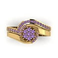 thumbnail image 2 of 0.45 ct Brilliant Round Cut Alexandrite 14K Yellow Gold Solitaire with Accents Engagement Bridal Wedding Ring Band Set size 5.25, 2 of 7