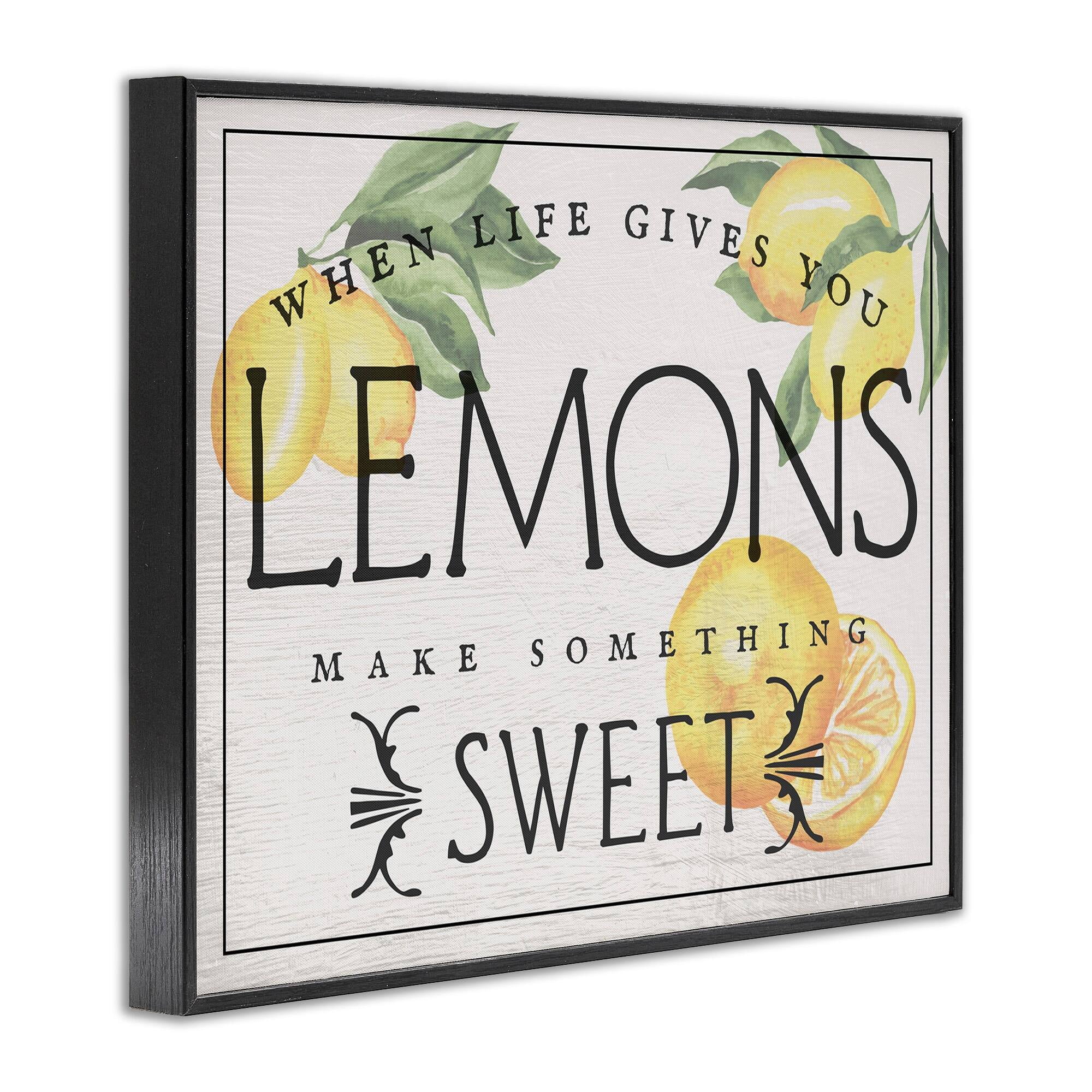 Stupell Industries Life Gives Lemons Bold Citrus Fruit Border Sign Graphic Art Black Framed Art Print Wall Art, Design by Daphne Polselli