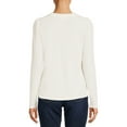 thumbnail image 3 of Time And Tru Women's Waffle Henley Top, 3 of 5