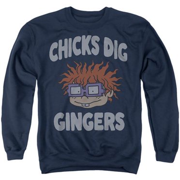 Trevco NICK748-AS-4 Rugrats & Chicks Dig Gingers-Adult Crewneck Sweatshirt, Navy - Extra Large