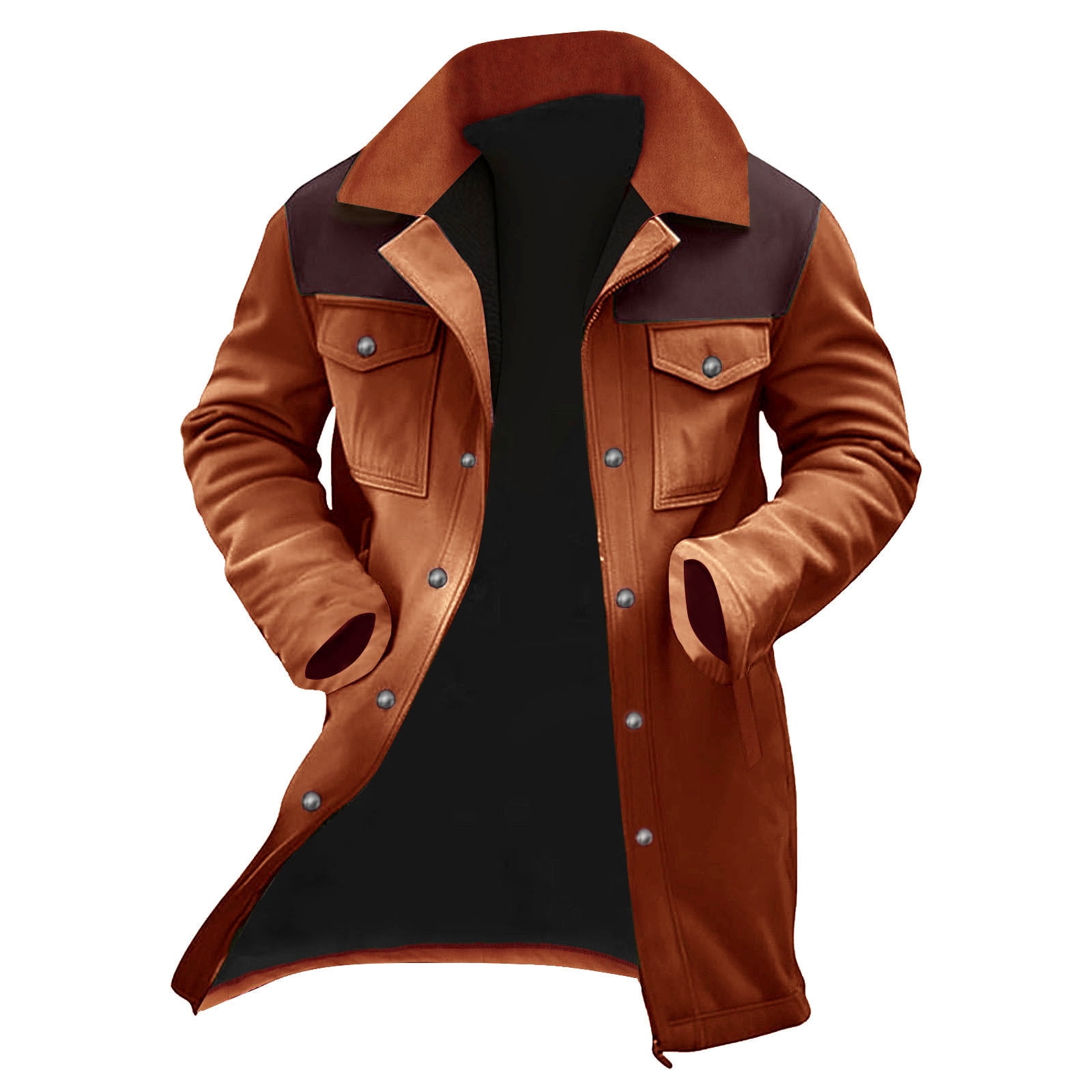 Txeol Mens Western Cowboy Vintage Suede Jacket Plush Collar Coats Faux Leather Winter Zip Up Jackets with Pockets,Yellow,XL